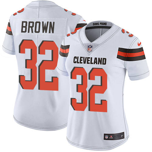 Nike Browns #32 Jim Brown White Women's Stitched NFL Vapor Untouchable Limited Jersey